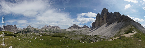 Panoramic picture of Tre Cime di Lavaredo in the Dolomites