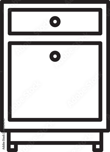 Black line Furniture nightstand icon isolated on white background. Vector Illustration