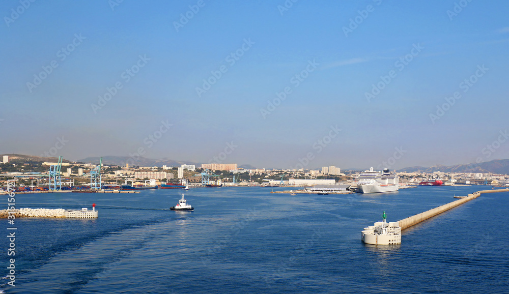Entrance to Port of Marseille. Vieux-Port de Marseille, France