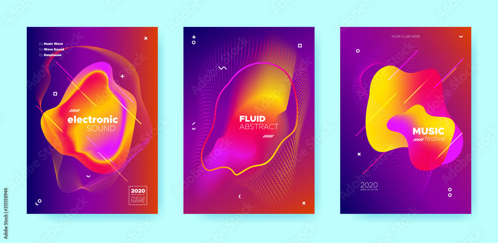 Colorful Fluid Abstract. Gradient Music Poster. 