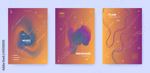 Gradient Flow Shapes. Disco Party Template. Red 