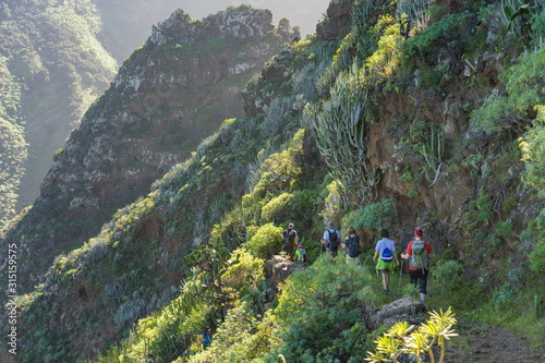 Obraz na płótnie La Palma: Wanderung am Barranco Fagundo im Norden - spektakuläre Aussicht in der