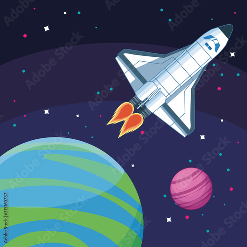 rocketship planets stars cosmos space exploration