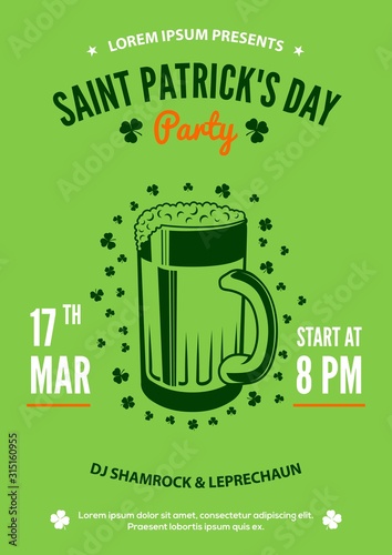 Saint Patrick's Day celebration party poster design template. Vector illustration