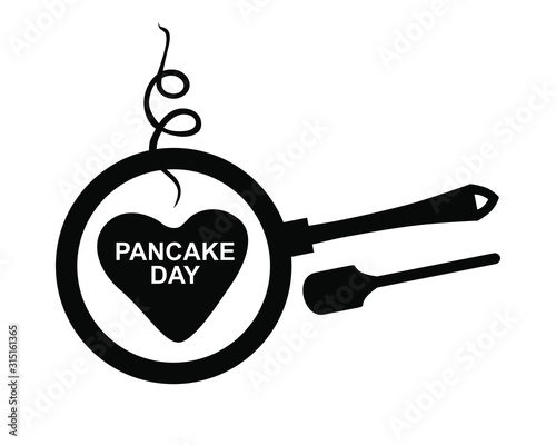 Vector illustrations of Pancake day icon with heart shaped pancake