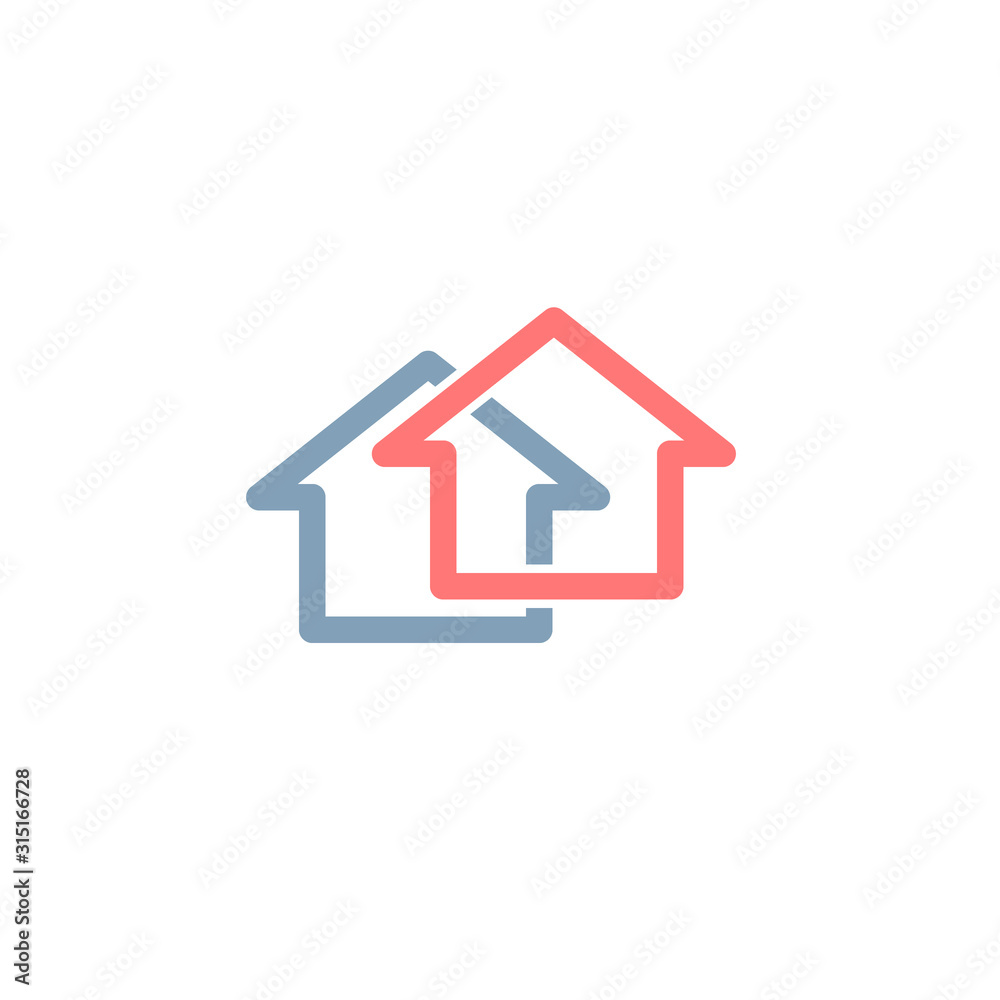 Abstract house logo vector icon isolated on the white background