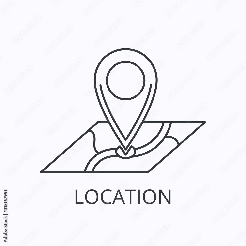 Location thin line icon and concept. Vector outline illustration Location thin line icon and concept. Vector outline illustration