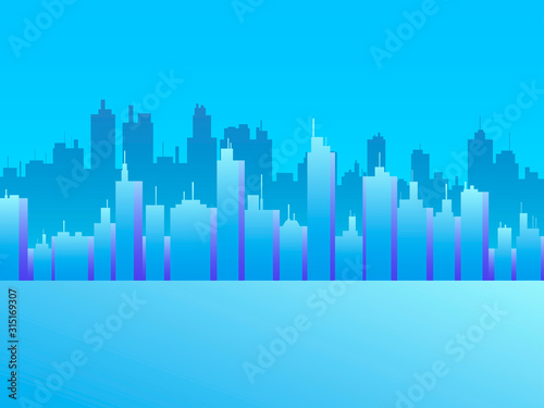 Cityscape with skyscrapers. City view  panorama of the metropolis. Vector illustration