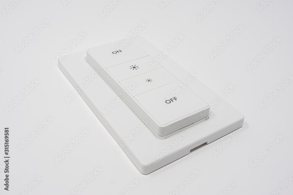 Wireless smart switch to turn on and off light bulbs. Special dimming buttons to increase or decrease light. Wireless smart switch to turn on and off light bulbs. Special dimming buttons to increase or decrease light.