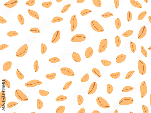 Peanut seamless pattern. Roasted peanuts. Background design for printing on wrappers, packaging, fabrics and wallpapers. Vector illustration