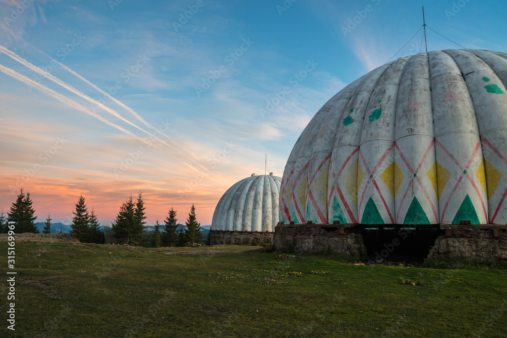 View on abandoned radar station Pamir in Carpathian mountains, Ukraine. View on abandoned radar station Pamir in Carpathian mountains, Ukraine.