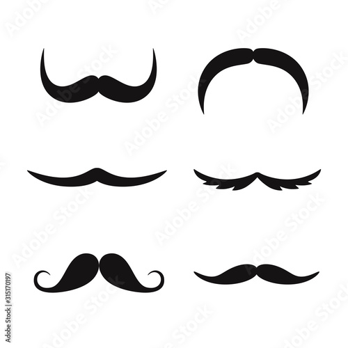 Set of mustaches isolated on white background.