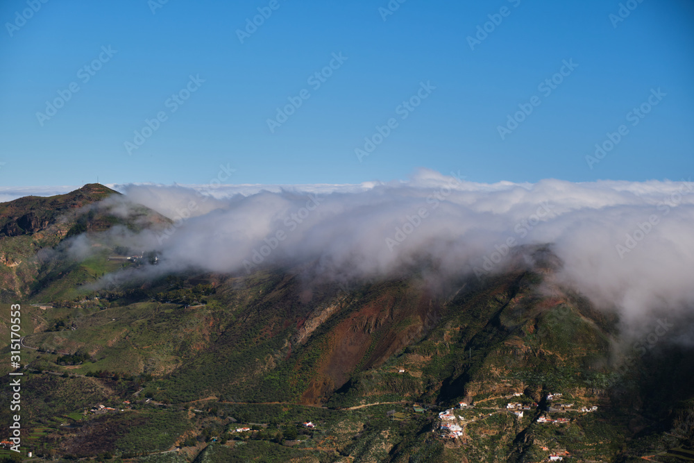 Sea of clouds in Gran Canaria. Canary Islands. View from Roque Nublo.