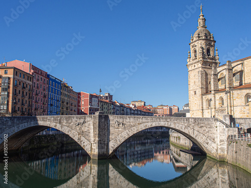 San Anton bridge and church in the historic quarter of Bilbao