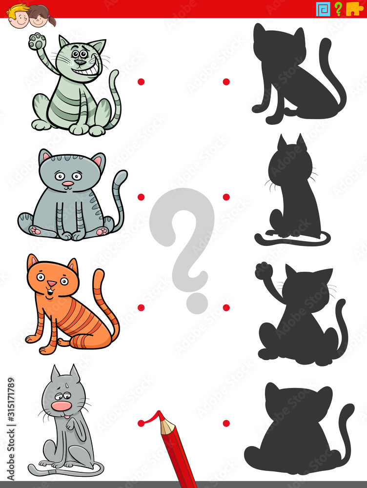 Fototapeta premium shadow game with funny cats characters