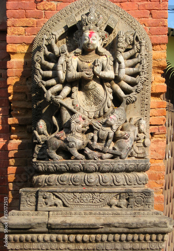 Statue of hindu goddess in Bhaktapur, Nepal photo