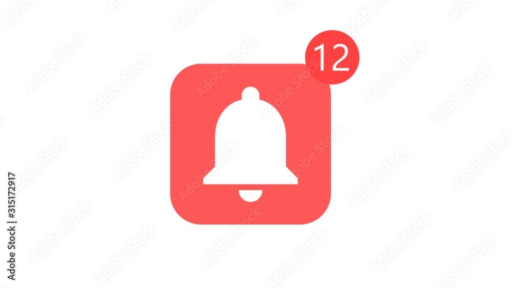 Notification bell icon appearing and then receiving many notifications. Social media animation concept. Notification bell icon appearing and then receiving many notifications. Social media animation concept.