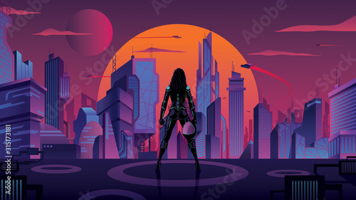 Superheroine in Futuristic City 2