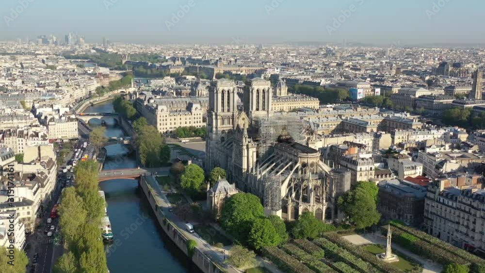 Paris - Notre Dame Church fire aftermath - 4K aerial videos Paris - Notre Dame Church fire aftermath - 4K aerial videos