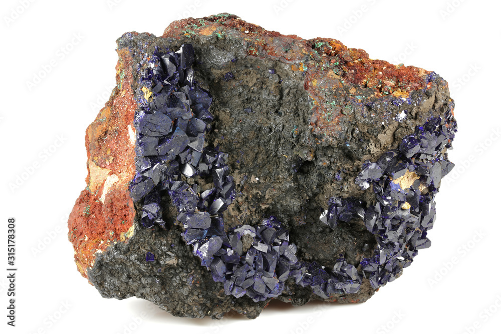 azurite from Anhui, China isolated on white background azurite from Anhui, China isolated on white background