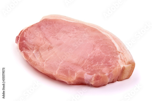 Fresh Pork loin steaks, isolated on white background