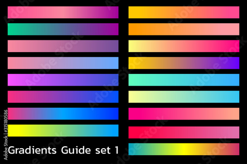 Blue and pink gradient guide colorful set. It's help any graphic designer to easily design by swatch within. Trending of 2020, Vector illustration.