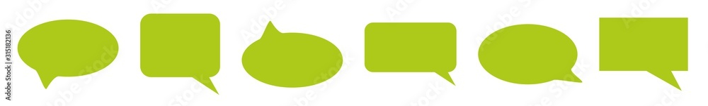 Speech Bubble Balloon Icon green | Blank Bubbles | Communication Symbol | Message Logo | Cartoon Sign | Isolated | Variations