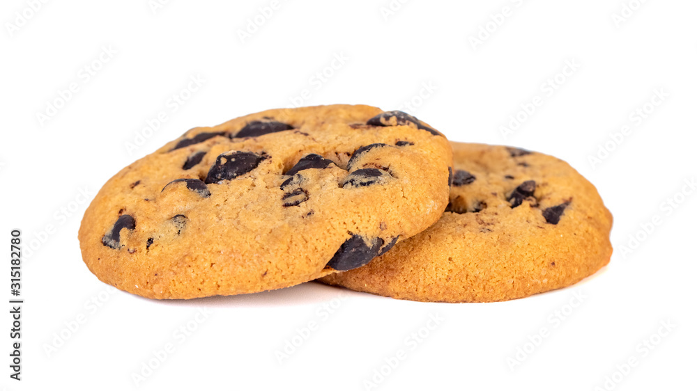 Chocolate chip cookies isolated on white background. Sweets. Chocolate chip cookies isolated on white background. Sweets.