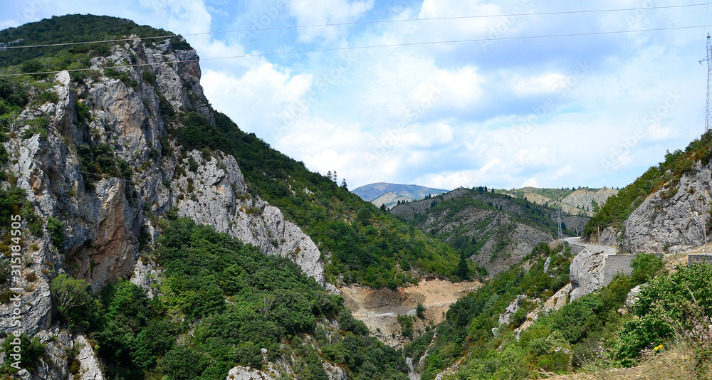 Mountain road from Korce to Gjirocaster, Albania.