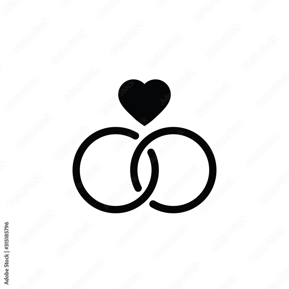 Wedding icon. Wedding rings black icon. Wedding symbol, vector illustration Wedding icon. Wedding rings black icon. Wedding symbol, vector illustration