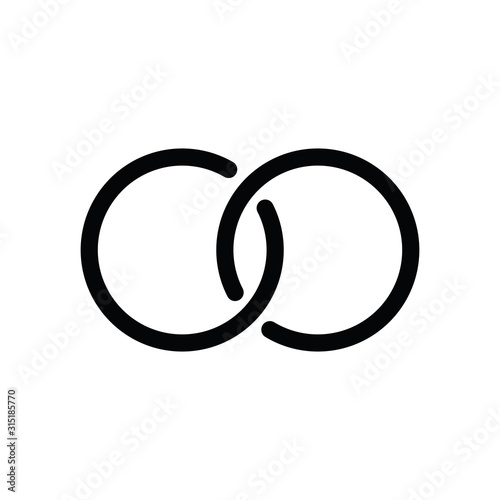 Wedding icon. Wedding rings black icon. Wedding symbol, vector illustration