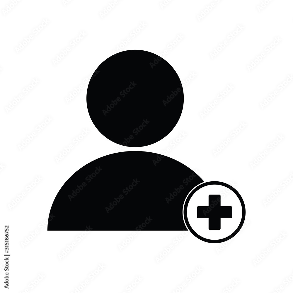 Add User icon. Profile Avatar sign. plus user icon. Black vector Add User icon. Profile Avatar sign. plus user icon. Black vector