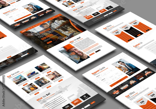 Website Layout with Orange Accents