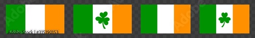 Ireland Flag Icon Green White Orange | Flags | Irish Symbol | Eire Colors Banner | St. Patrick's Day Logo | Clover Sign | Isolated | Variations