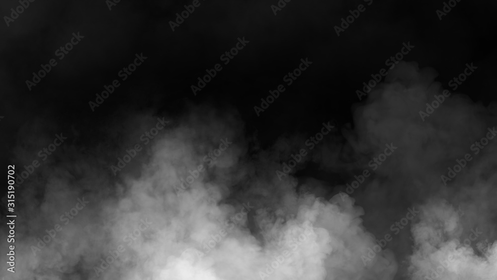 Paranormal mystic smoke on the floor. Fog isolated on black background.