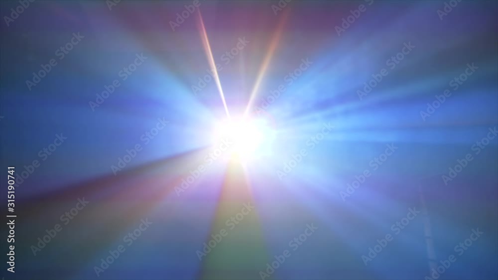 4K Shot Of Beautiful Rays Of Colours Shining Out Of Projector Surrounded By Smoke,  Bright Light Shining In Different Direction. Blue Light