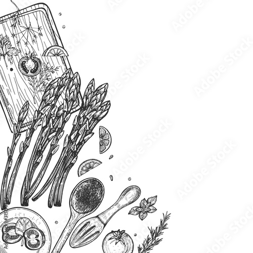 Fresh tender asparagus still life