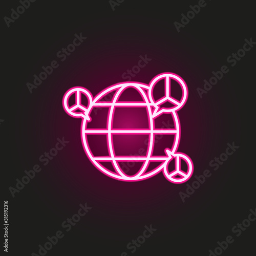 peace sign on globe neon style icon. Simple thin line, outline vector of human rights icons for ui and ux, website or mobile application