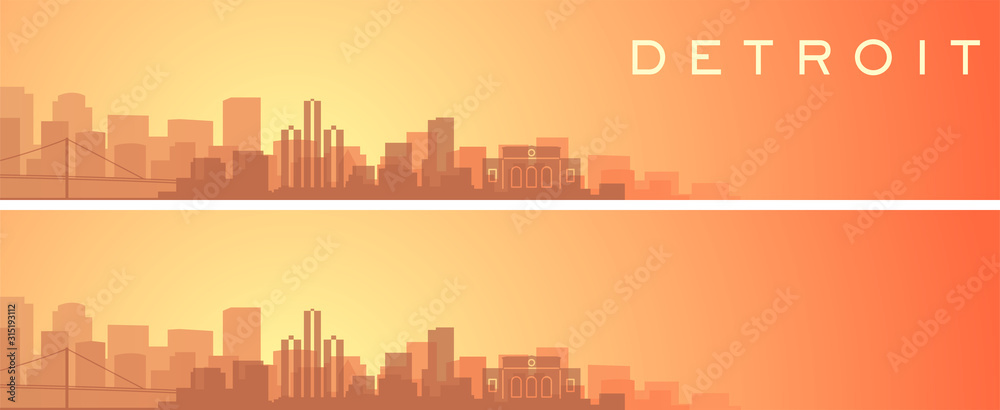 Detroit Beautiful Skyline Scenery Banner
