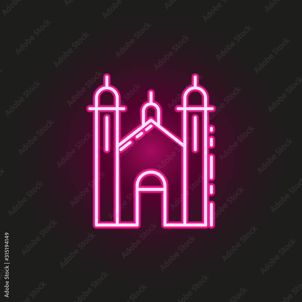 Synagogue neon style icon. Simple thin line, outline vector of judaism icons for ui and ux, website or mobile application