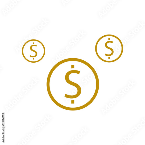 Dollar coin icon vector on white background