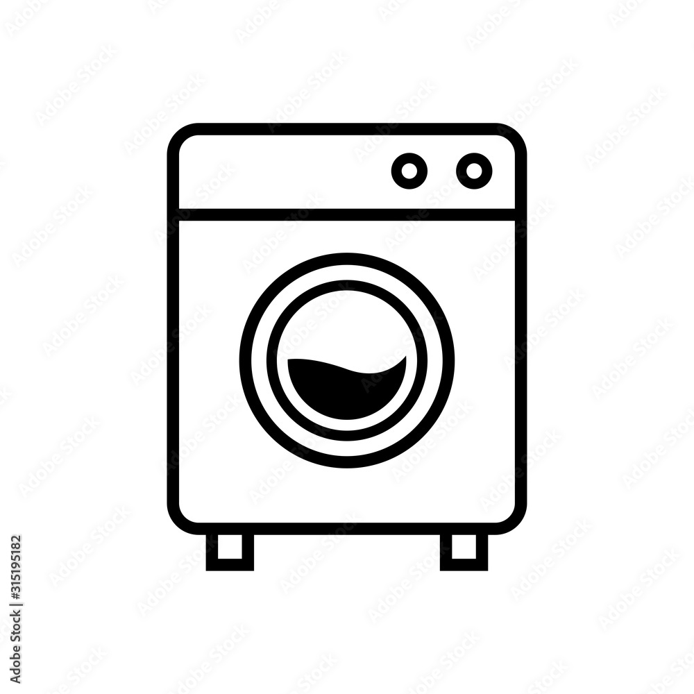 Washing machine laundry icon vector on white background