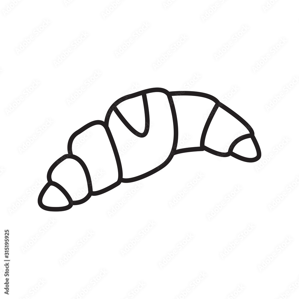 Croissant icon vector on white background