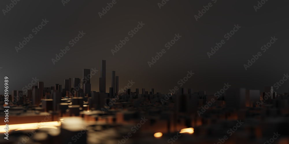 Obraz premium Techno mega city; urban and futuristic technology concepts, original 3d rendering