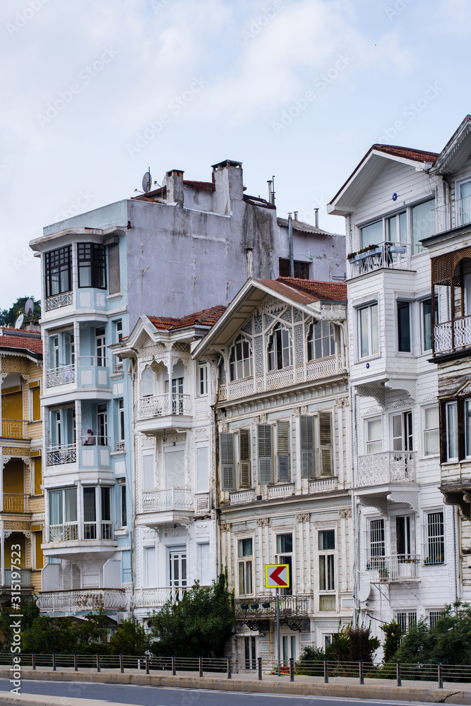 the Istanbul district of Besiktas Arnavutköy colored houses