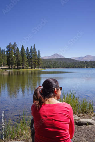 Woman In Red Shirt By Dog Lake © Tom