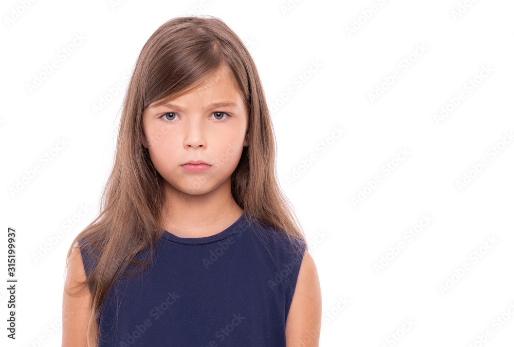 Angry baby girl isolated on white background. Angry baby girl isolated on white background.