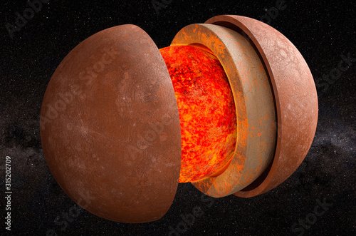 Fototapeta Naklejka Na Ścianę i Meble -  Structure of planet Mercury in space, 3D rendering