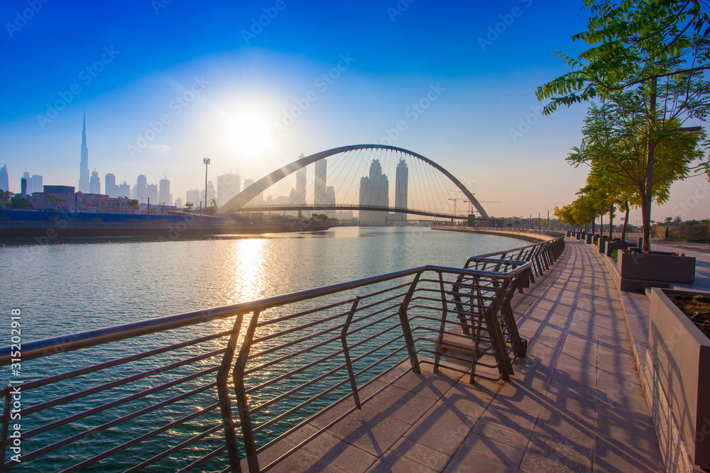 Naklejka premium Tolerance Bridge in Dubai city, UAE. wide view