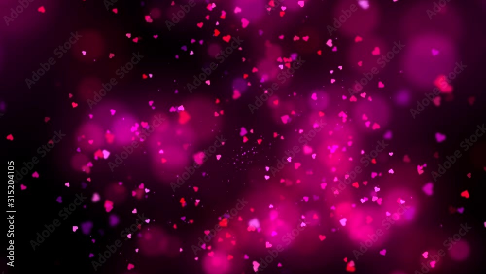 Flying pink hearts background for Valentine's day. 4K resolution 3D particles simulation animation Flying pink hearts background for Valentine's day. 4K resolution 3D particles simulation animation